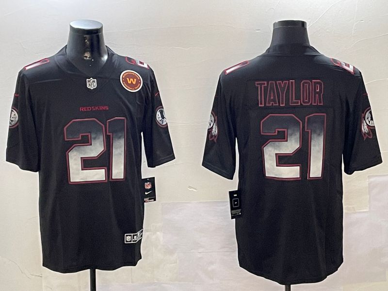 Men Washington Redskins #21 Taylor Black Nike Smoke Fashion 2024 Limited NFL Jersey style 2